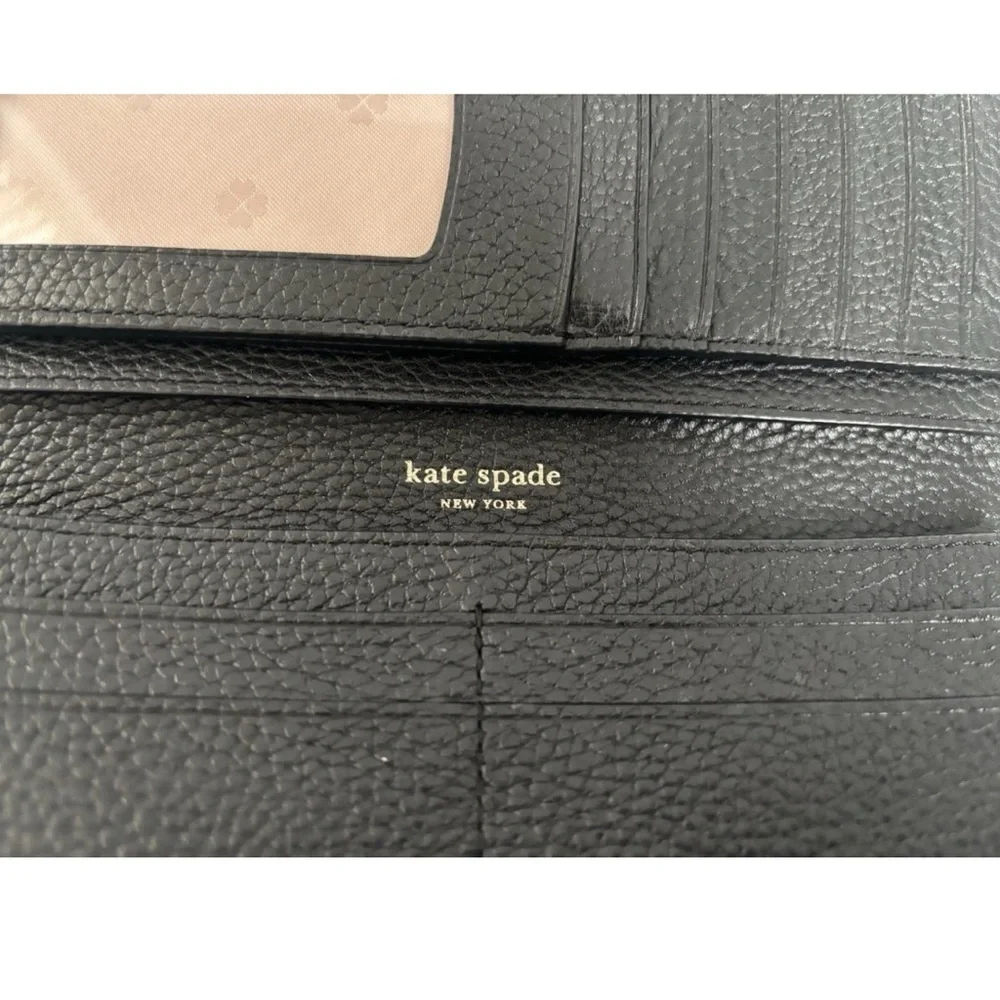 Kate spade leather wallet black wristlet organizer